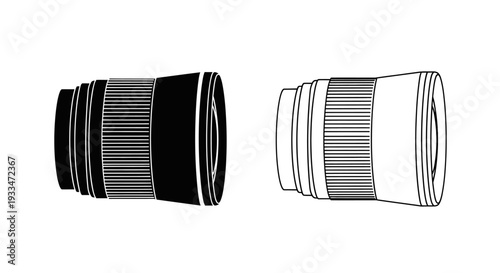 Camera lens diagram black Vector