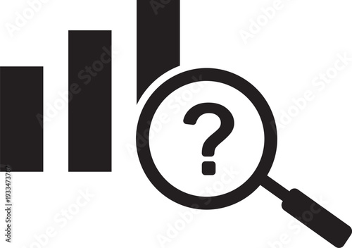 Graph with Magnifying Glass and Question Mark Icon