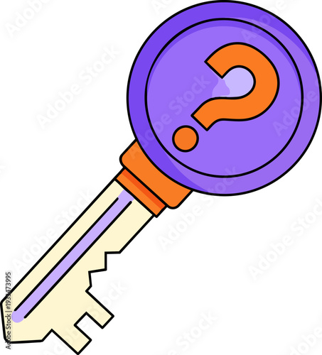 Mystery Key with Question Mark Icon Vector No Background