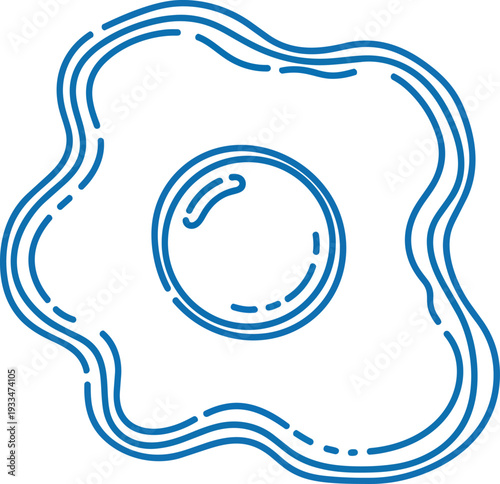 Simple Fried Egg Outline Line Art Vector No Background Sunny Side Up
