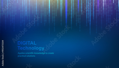 Abstract blue lights background with digital circuits. Vector illustration, contains transparencies, gradients and effects.