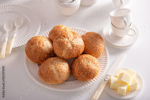 Tasty rolls with sesame see...