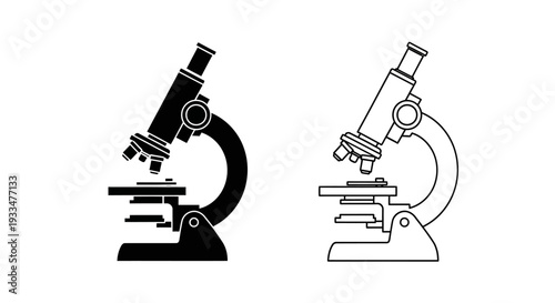 Microscope line icon set Vector