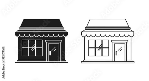Black and white storefronts Vector