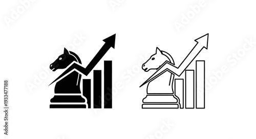 Chess knight rising arrow graph growth Vector