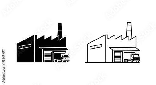 Factory building icon set Vector