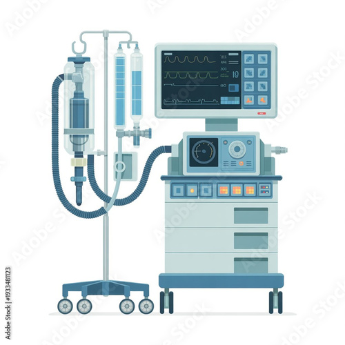 Modern Anesthesia Workstation Machine Vector
