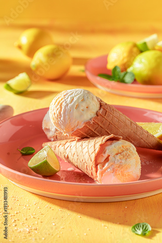 Delicious and cold lemon ic...
