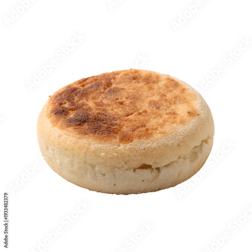 A toasted English muffin with a golden brown crust