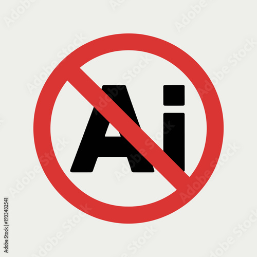 Free Download No Artificial Intelligence Ai Symbol Sign Icon  Red Circle with Black Lettering - GFXLoad