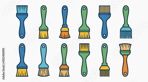 Collection of colorful paint brushes arranged on an elegant backdrop. These brushes are poised and ready to add a touch of artistic flair to any project