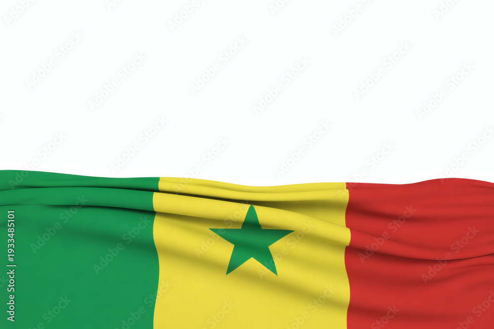 Fototapeta premium Senegal flag waving gracefully&nbsp;with copy space, a symbol of national pride and identity, use this for patriotic projects and cultural events