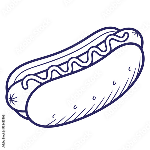 Hot dog with wavy condiment lines on a bun wavy lines food 1