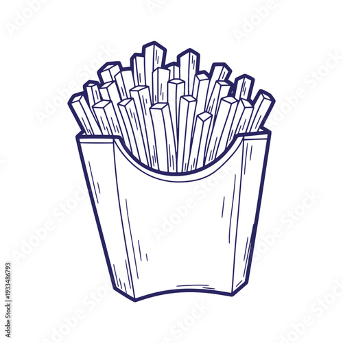 Of french fries in a container food cartoon