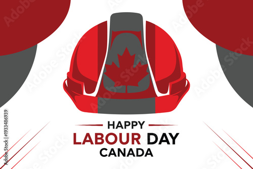 Happy labour day canada celebration with red maple leaf emblem