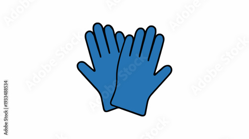 Pair Of Blue Rubber Gloves On A White Background Cleanliness Protection Hygiene Healthcare Medical Safety Work Wear