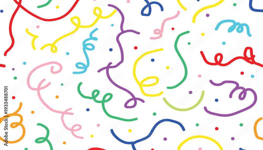 Fototapeta premium Colorful confetti and streamers festive background