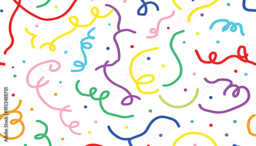 Colorful confetti and streamers festive background