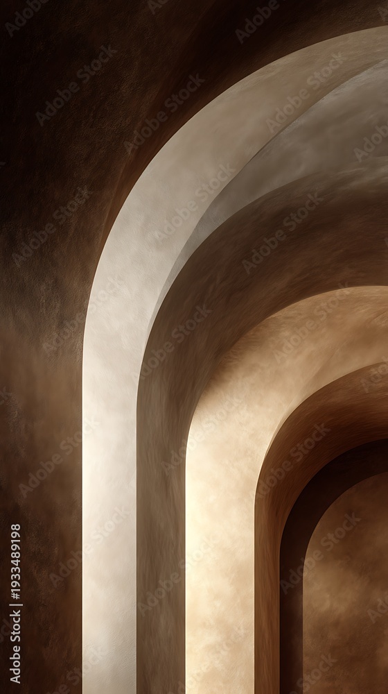 Fototapeta premium Rounded Arch Corridor with Warm Lighting