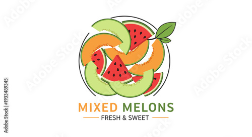 Colorful Mixed Melons Logo Design Element.