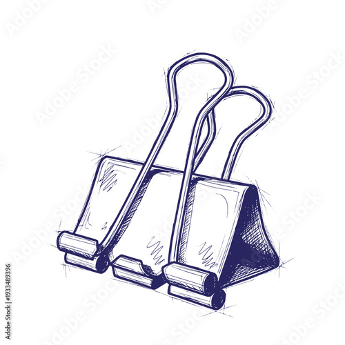 Two metal binder clips for organizing papers and documents office supplies