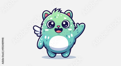 Adorable cartoon character with wings and fluffy fur.