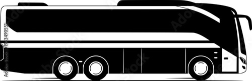 Sleek black bus with white stripes and wheels travel transportation
