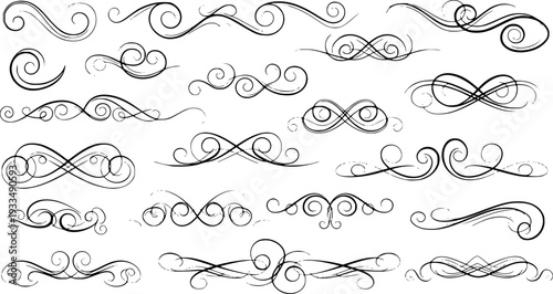 Elegant black swirls and curls collection a set of vector design elements for decorative purposes
