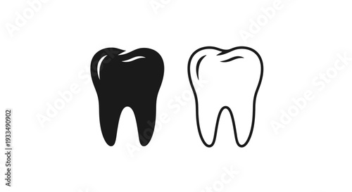 Black and white teeth Vector