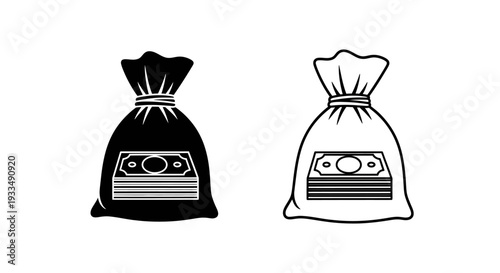 Money bag icons set Vector