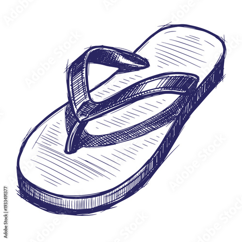 Blue flip flop with two straps and textured sole sandal footwear beach