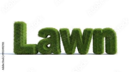 Fresh green 3d grass text illustration symbolizing a natural eco environment and spring ecology concept with bio plant leaves on a summer lawn