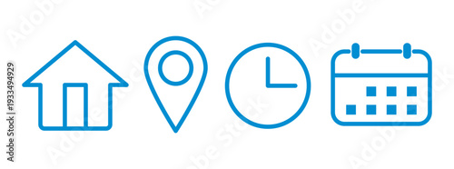 Real estate location and time management flat design vector illustration