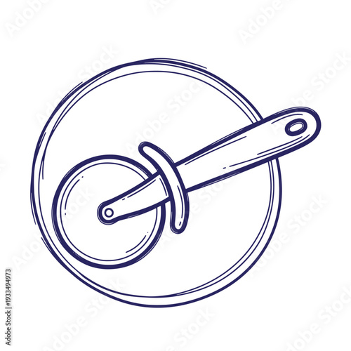 Blue Line of a Spindle and Shuttle on a Circular Background line spindle