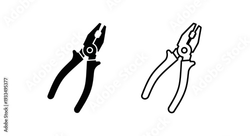 Two pliers in black and white Vector