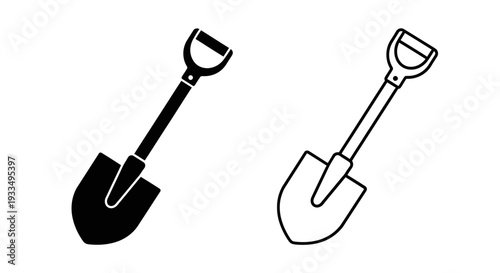 Two shovels black and white Vector
