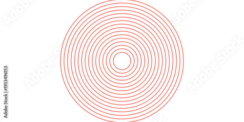 Red and white concentric spiral circles logo symbol. Big to small outlined ring circle gradation. Vector illustration