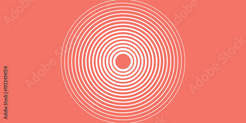 Red and white concentric spiral circles logo symbol. Big to small outlined ring circle gradation. Vector illustration