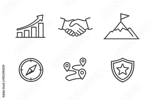Coaching and mentorship outline icon set. Monochrome editable stroke vector collection isolated on transparent background for leadership and professional development.