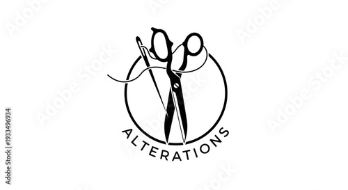 Alterations Logo with Scissors Illustration.