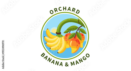 Banana and Mango Fruit Logo Design.
