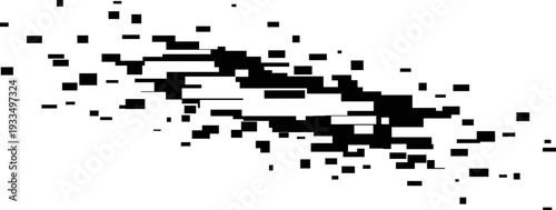 Abstract Black Glitch Texture, Digital Pixel Noise and Distorted Data Flat Illustration Isolated