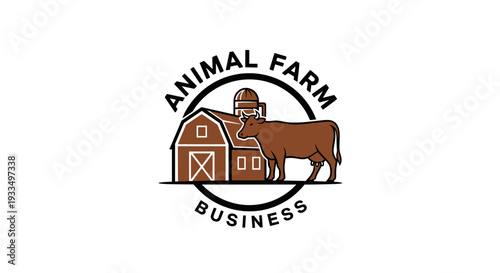 Farm Animal Barn Cow Logo Design.