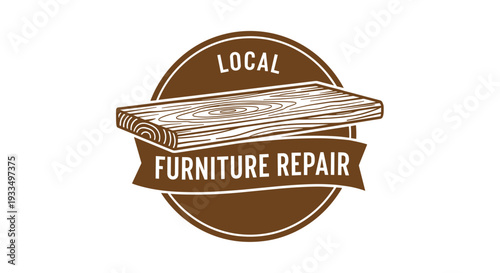 Furniture Repair Logo with Wooden Table.