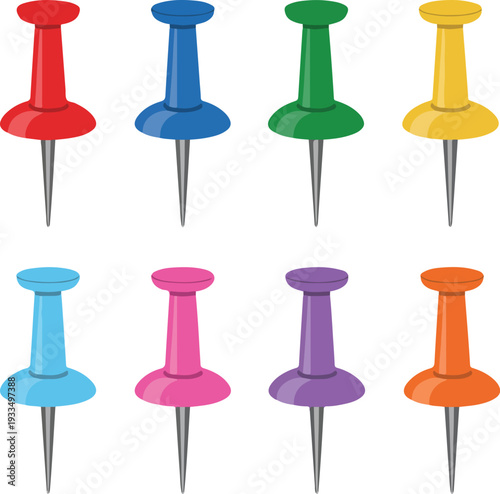 set of colored push pins