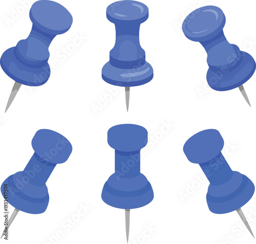 blue push pin isolated