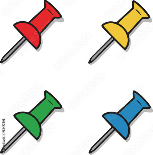 set of push pins vector