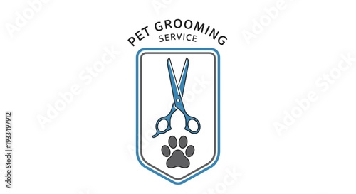 Pet Grooming Service Logo with Scissors.