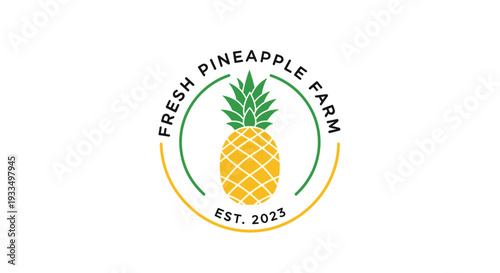 Pineapple Logo Design with Green Leaves.