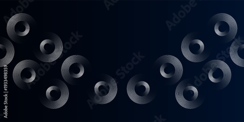 Blue abstract background with glowing circles. Swirl circular lines pattern. Geometric spiral. Twirl element. Modern graphic design. Futuristic technology concept.